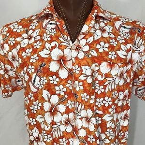 Hawaiian Aloha Orange White Hibiscus Guitar M/L